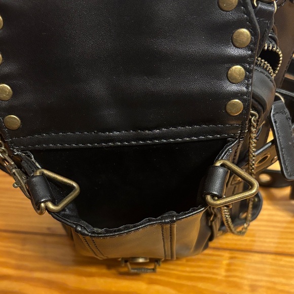 Steam Punk Black Studded Leather Women's Bag Never Used - Picture 8 of 11